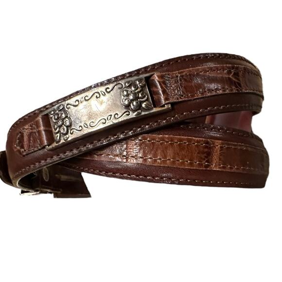 Vintage Brighton Women’s Large Brown Leather Belt with Silver Tabs and Buckle main image 7